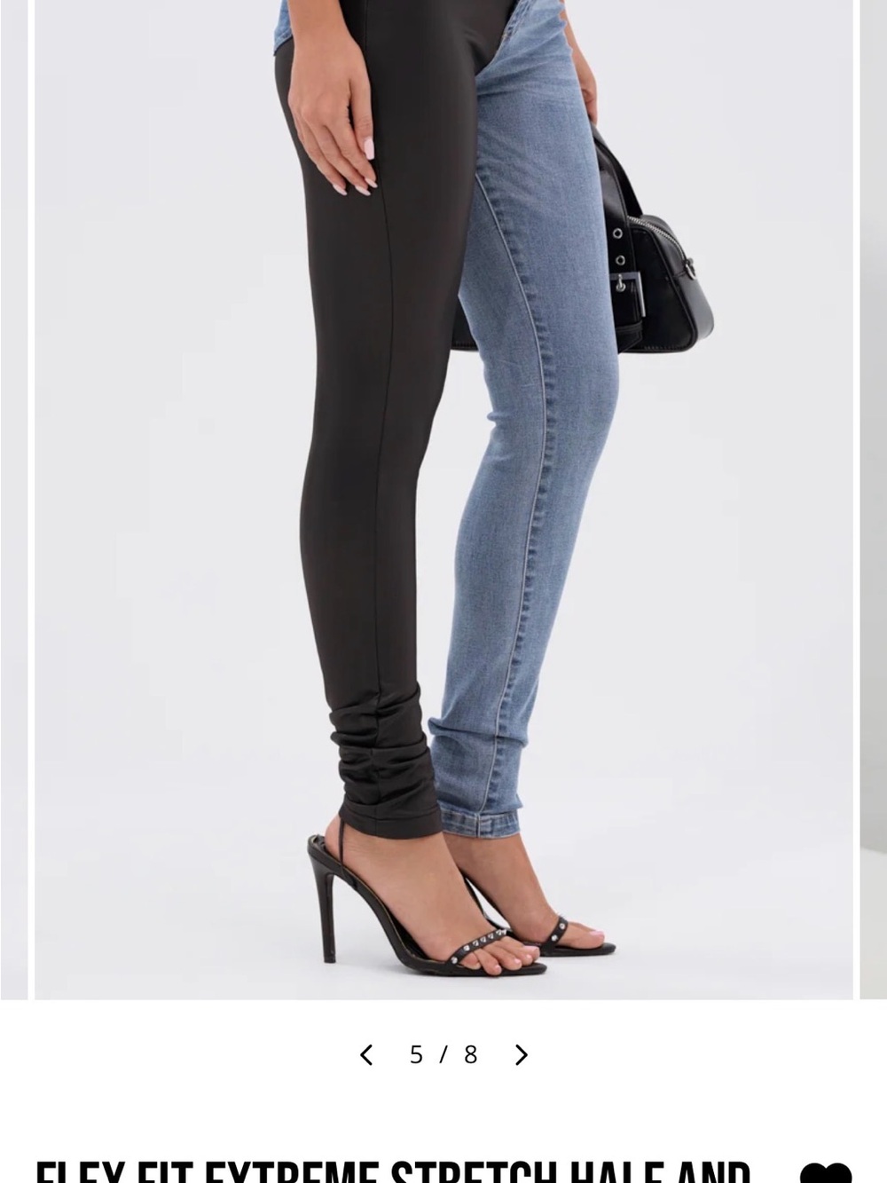AKIRA Black & Light Blue Half Denim-and-Half Faux Leather Leggings